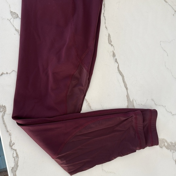 Lululemon Wunder Train Sheer Calf Leggings High Rise Burgundy Maroon Color 6 - Picture 10 of 10
